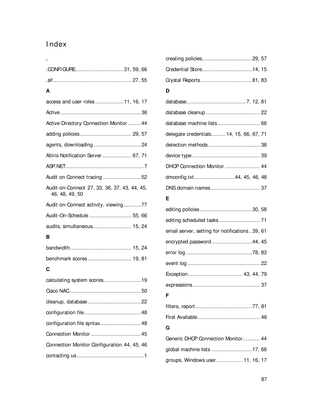 Symantec Security Expressions Server manual Index, Configure 