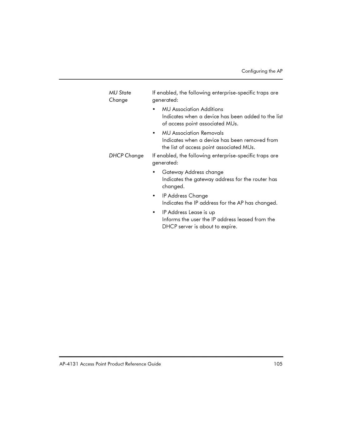 Symbol Technologies manual AP-4131 Access Point Product Reference Guide 105 