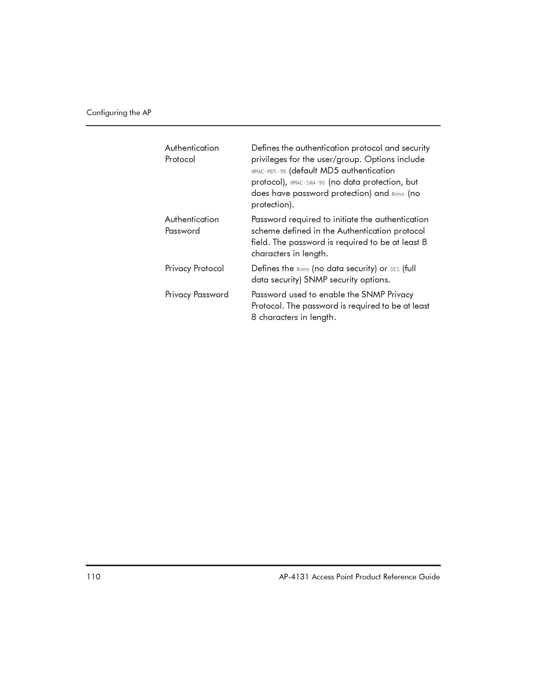 Symbol Technologies AP-4131 manual Authentication 