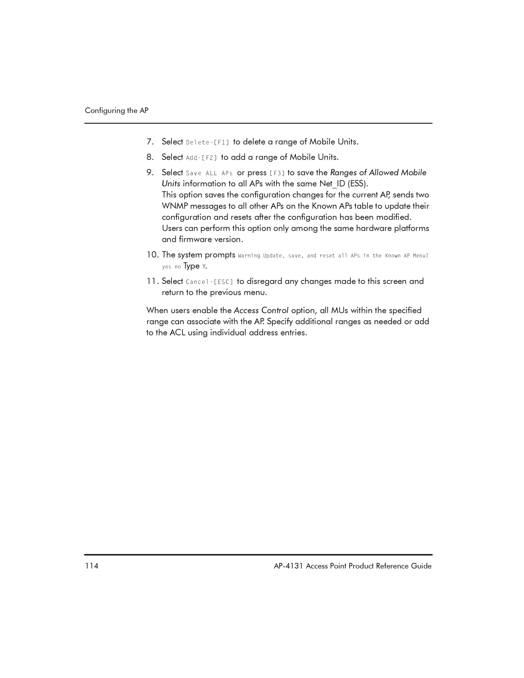 Symbol Technologies AP-4131 manual 114 