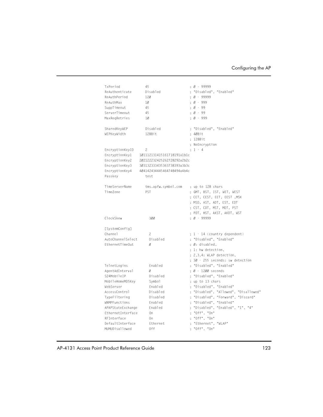 Symbol Technologies manual AP-4131 Access Point Product Reference Guide 123 