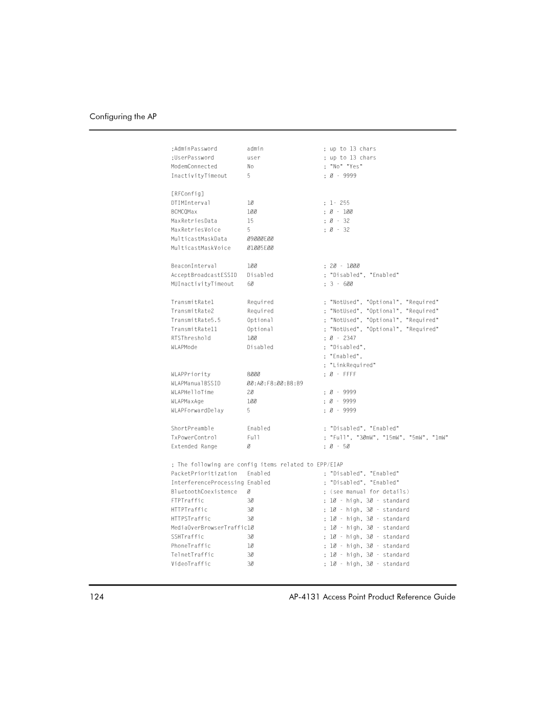 Symbol Technologies AP-4131 manual 124 