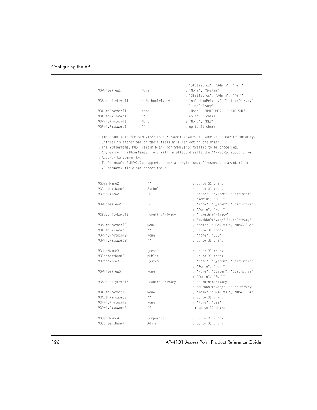 Symbol Technologies AP-4131 manual 126 