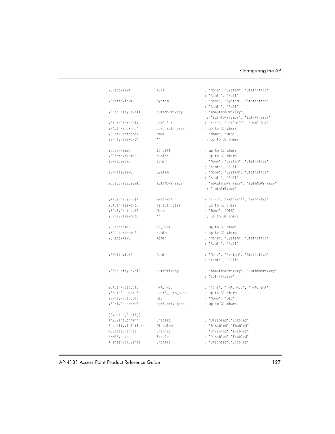 Symbol Technologies manual AP-4131 Access Point Product Reference Guide 127 