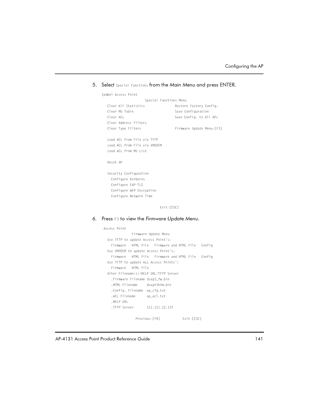 Symbol Technologies manual AP-4131 Access Point Product Reference Guide 141 