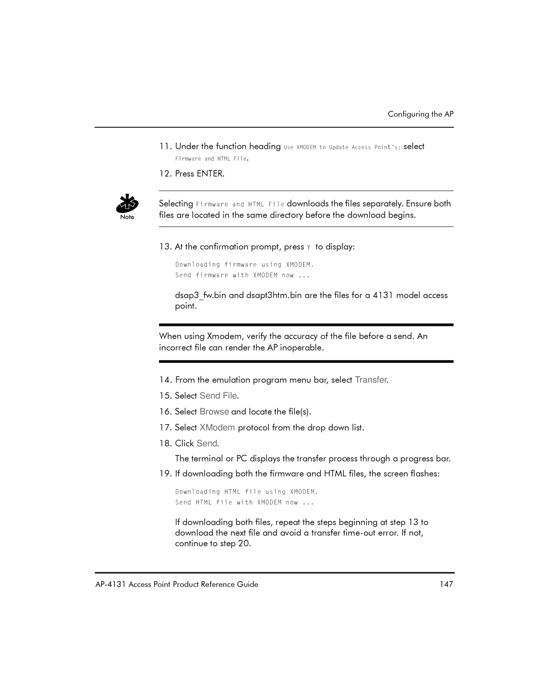 Symbol Technologies AP-4131 manual Select Send File 