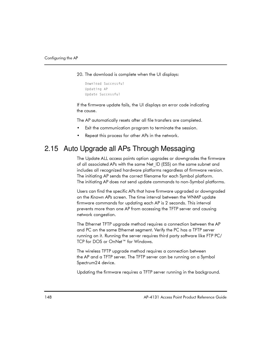 Symbol Technologies AP-4131 manual Auto Upgrade all APs Through Messaging 