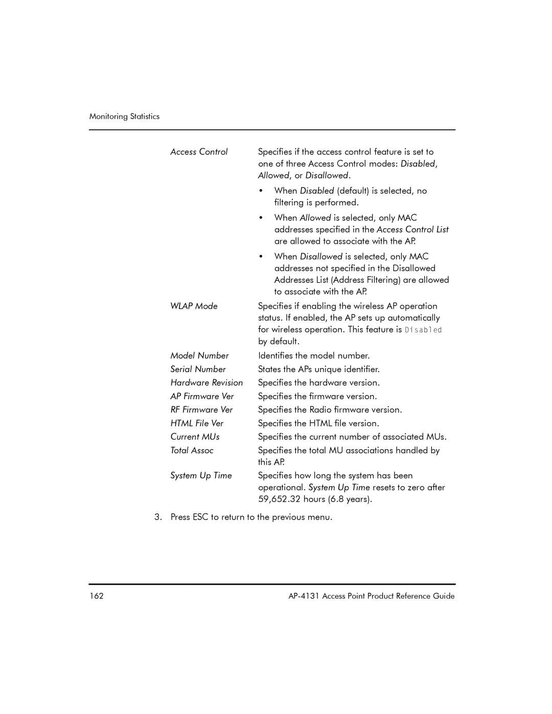 Symbol Technologies AP-4131 manual Are allowed to associate with the AP, When Disallowed is selected, only MAC 