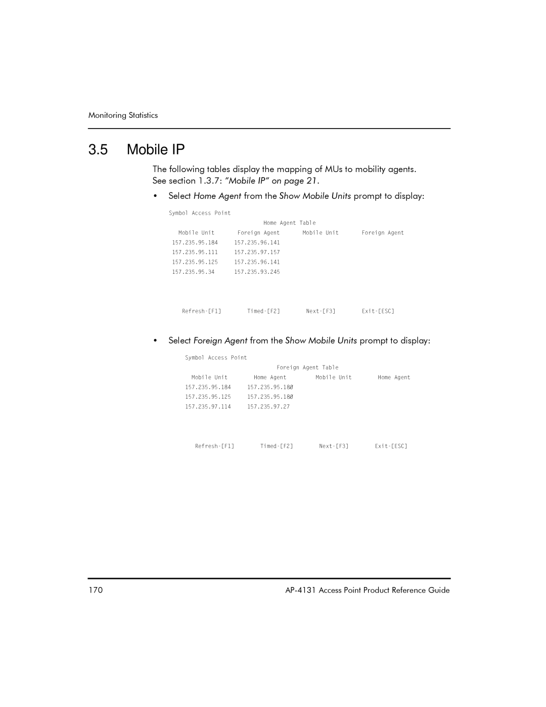 Symbol Technologies AP-4131 manual Mobile IP 