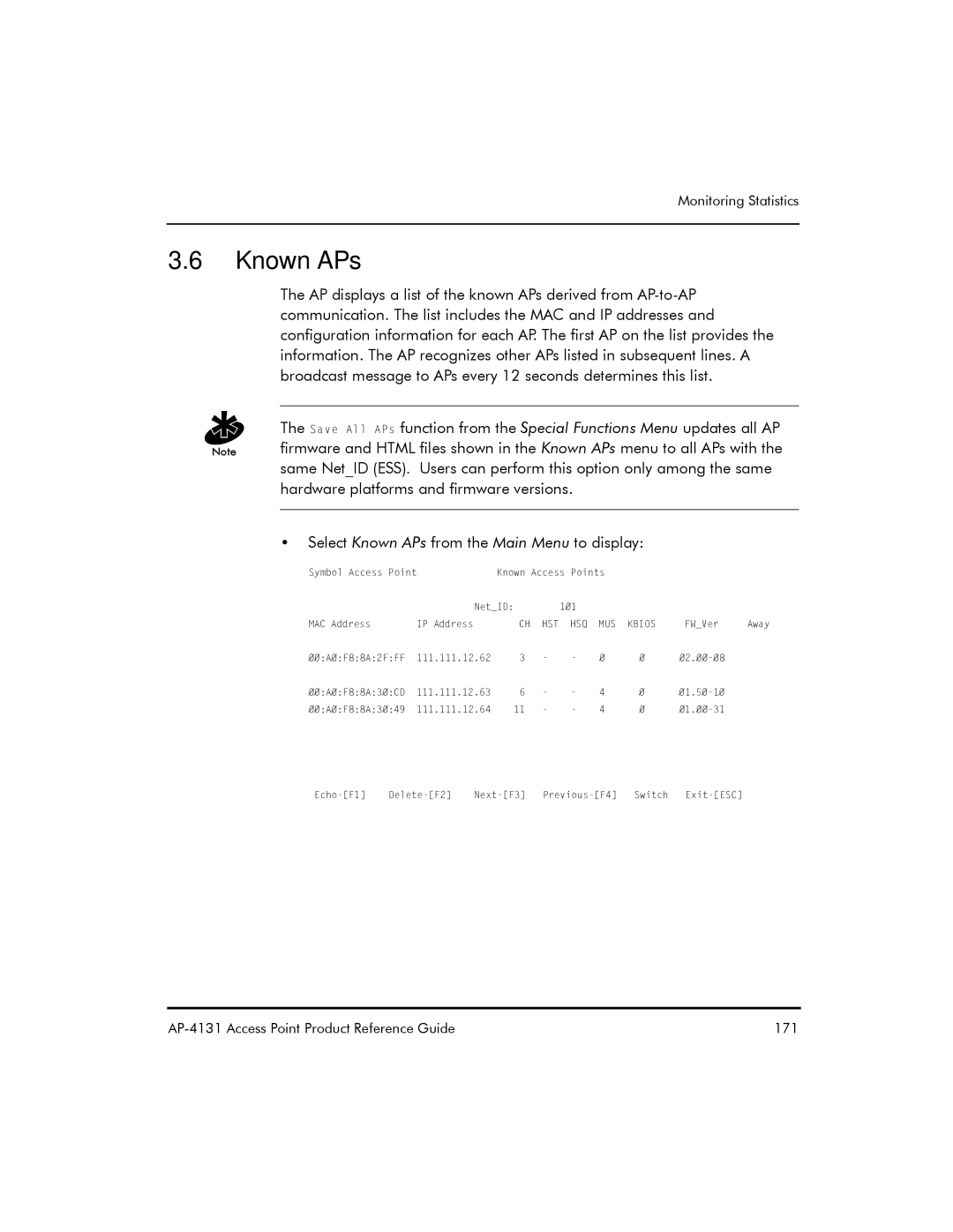 Symbol Technologies AP-4131 manual Known APs, Hsq Mus 