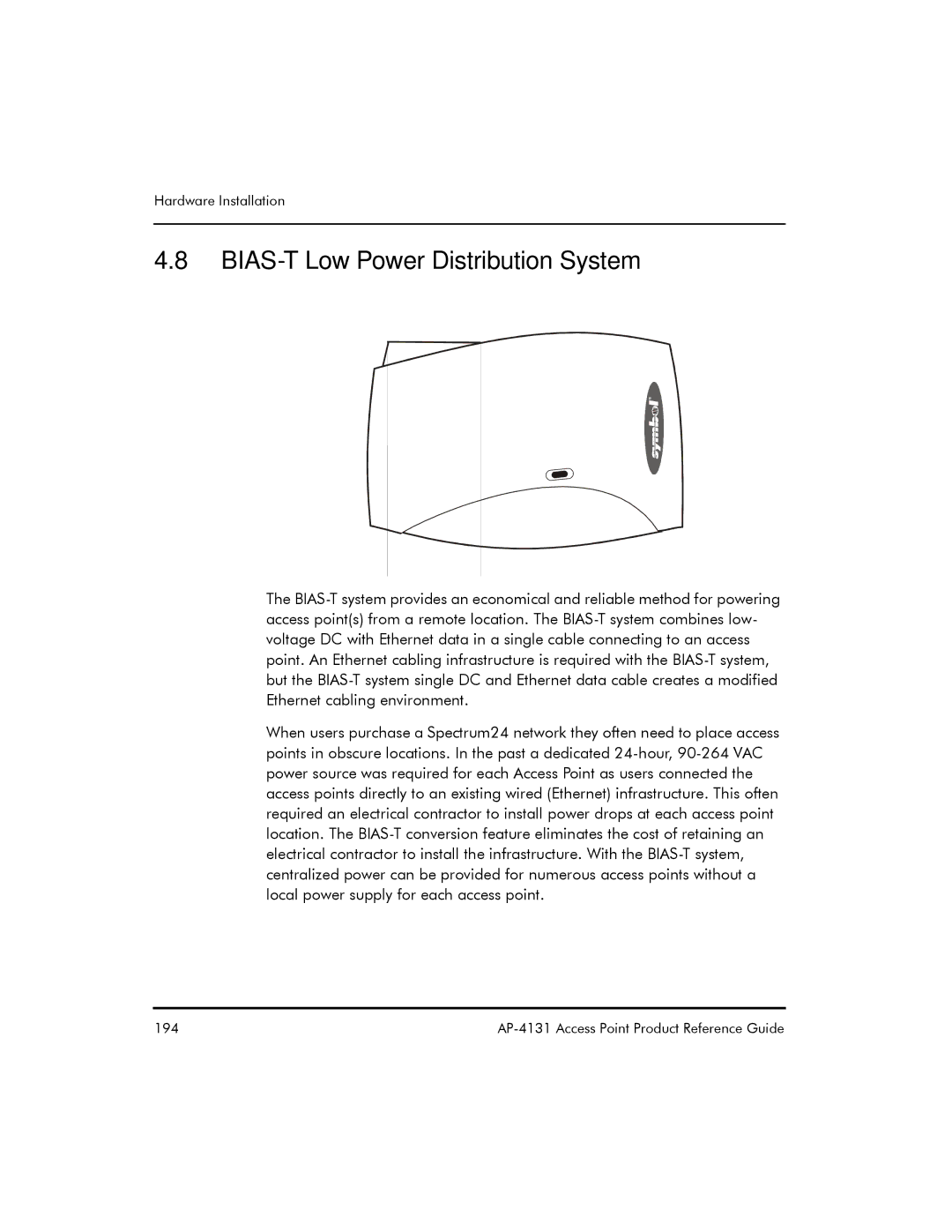 Symbol Technologies AP-4131 manual BIAS-T Low Power Distribution System 