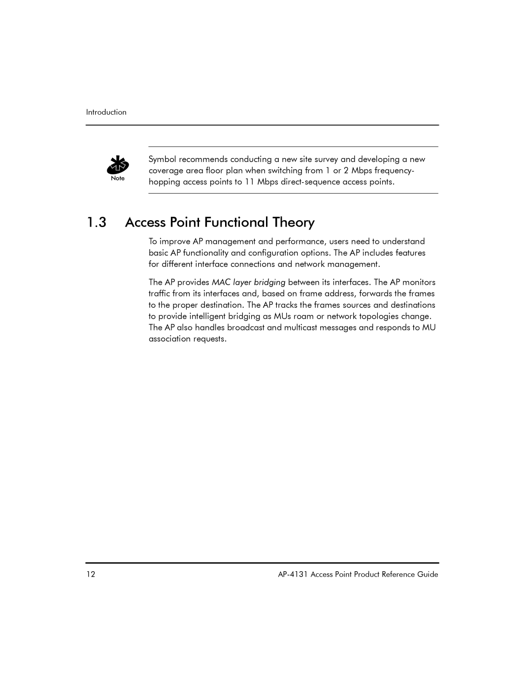 Symbol Technologies AP-4131 manual Access Point Functional Theory 