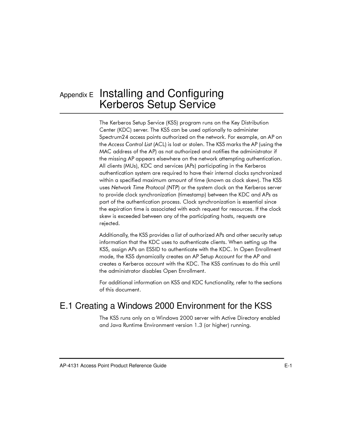 Symbol Technologies AP-4131 manual Creating a Windows 2000 Environment for the KSS 