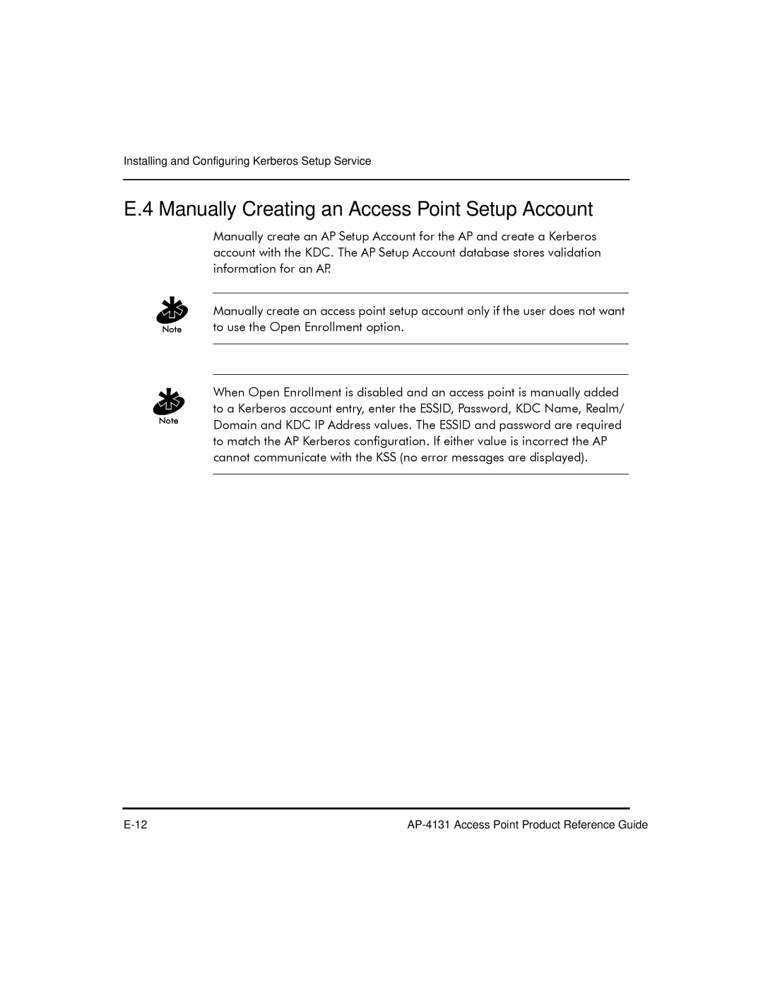 Symbol Technologies AP-4131 manual Manually Creating an Access Point Setup Account 