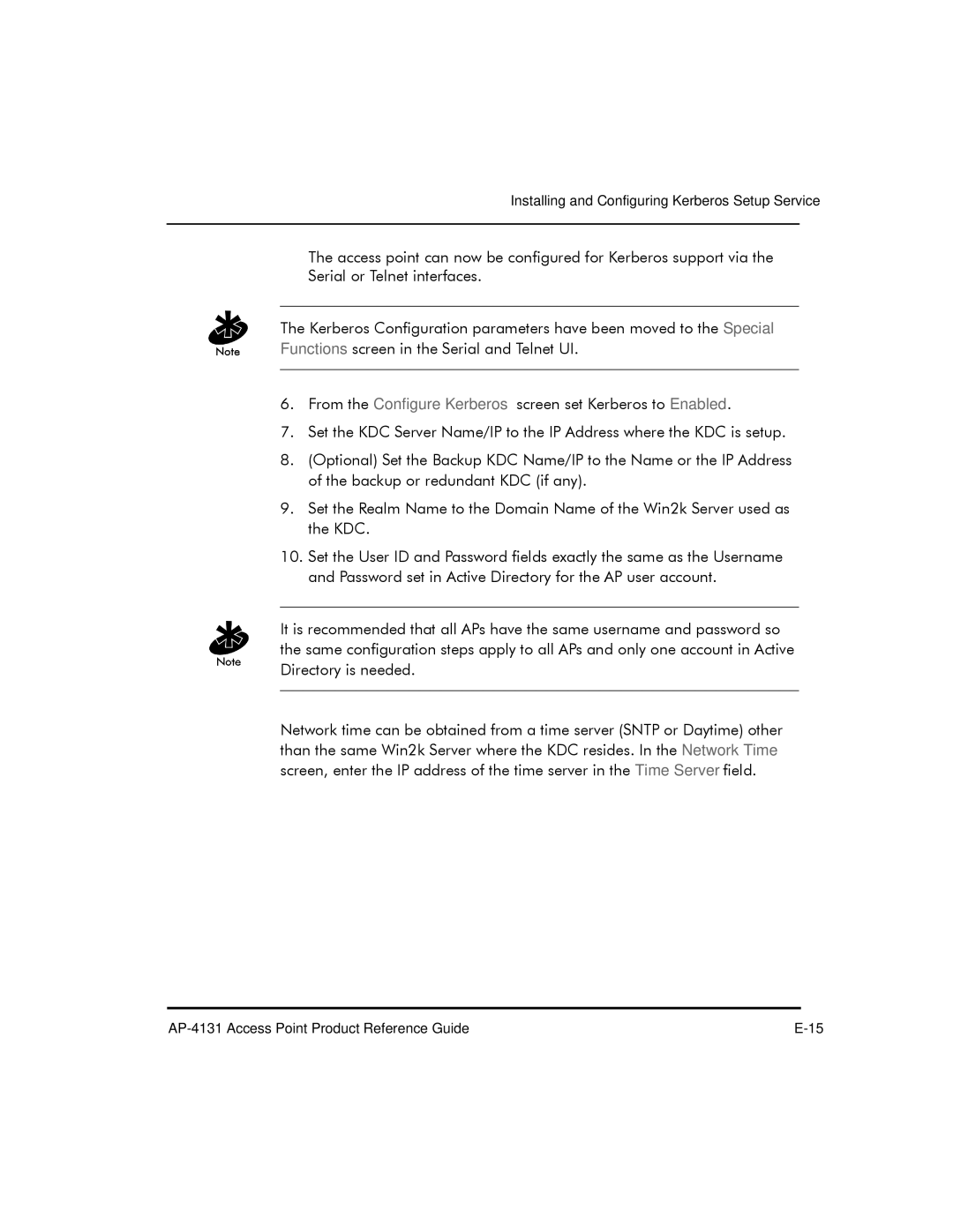 Symbol Technologies AP-4131 manual Installing and Configuring Kerberos Setup Service 