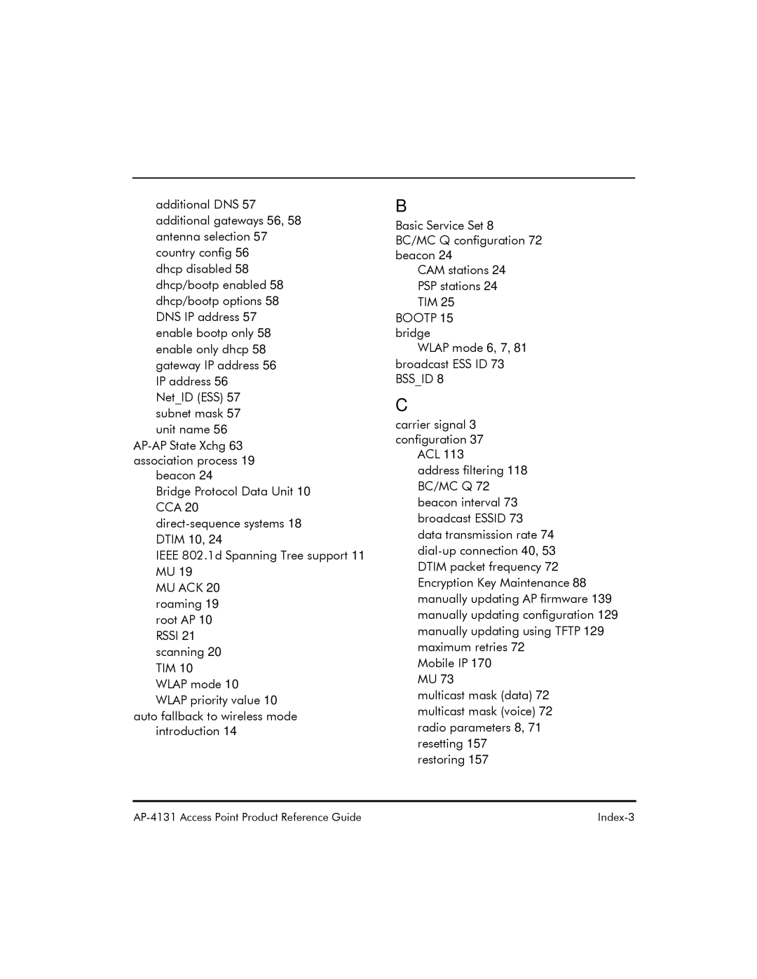 Symbol Technologies AP-4131 manual Index-3 