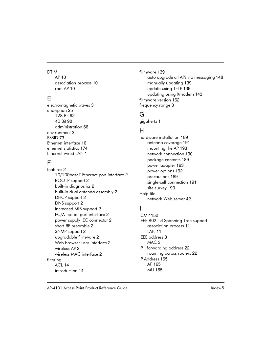 Symbol Technologies AP-4131 manual Index-5 