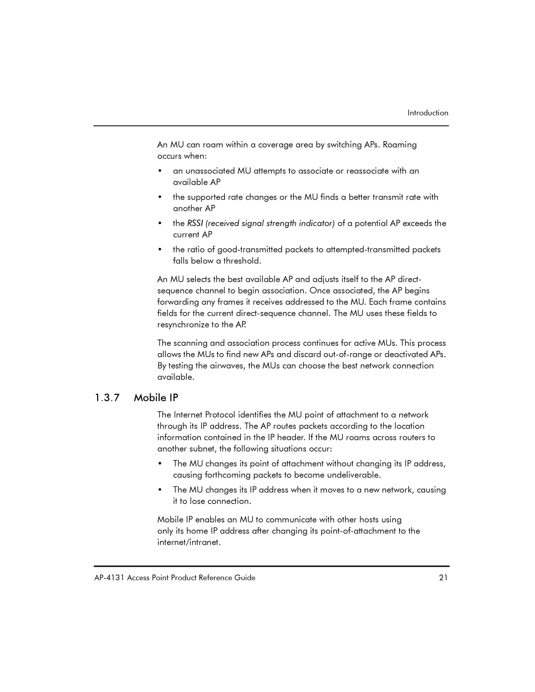 Symbol Technologies AP-4131 manual Mobile IP 