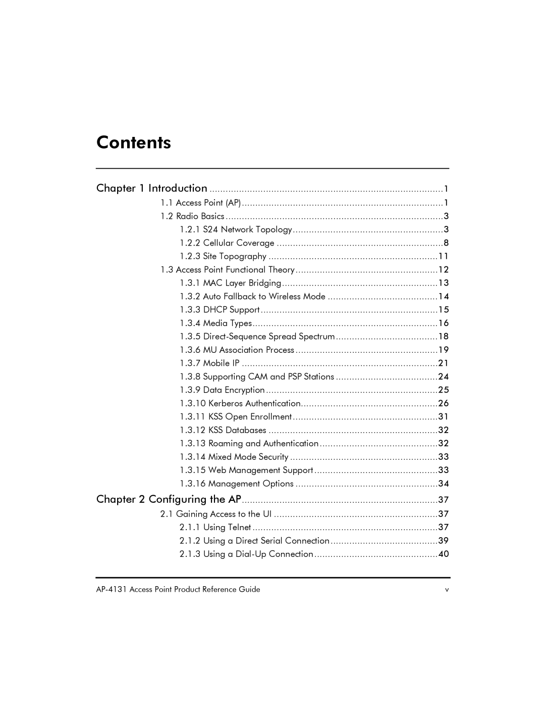 Symbol Technologies AP-4131 manual Contents 