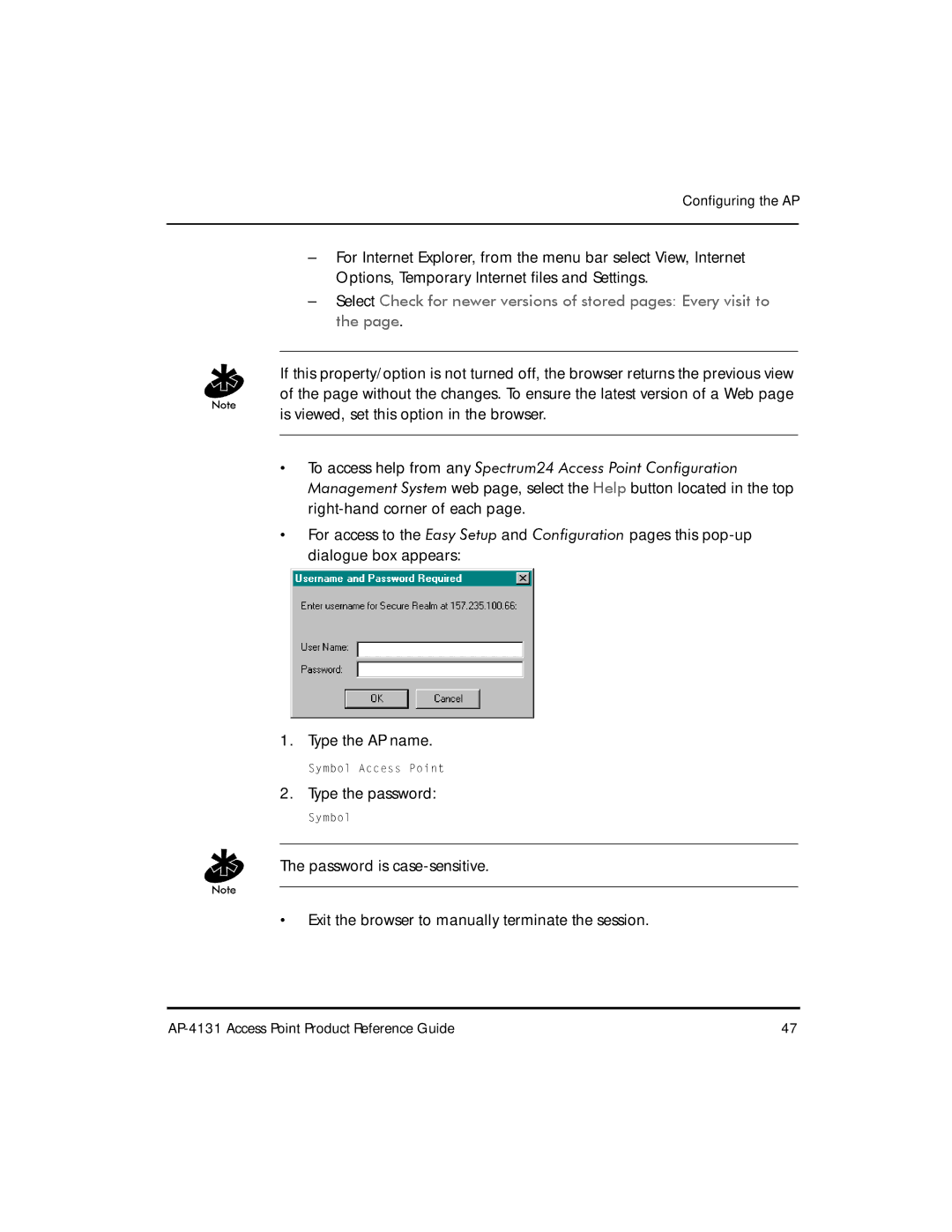 Symbol Technologies AP-4131 manual Type the password 