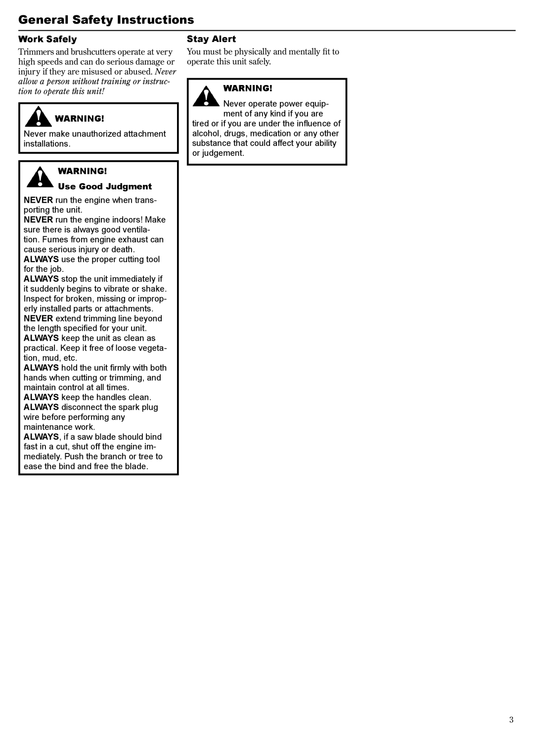 Symbol Technologies B450, T350, C350 manual General Safety Instructions, Work Safely, Use Good Judgment, Stay Alert 