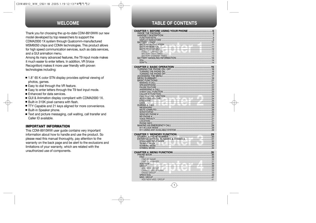 Symbol Technologies CDM-8910WW warranty Welcome, Table of Contents 