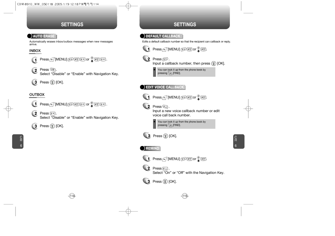 Symbol Technologies CDM-8910WW warranty Inbox, Outbox, Press Menu or Input a callback number, then press OK 