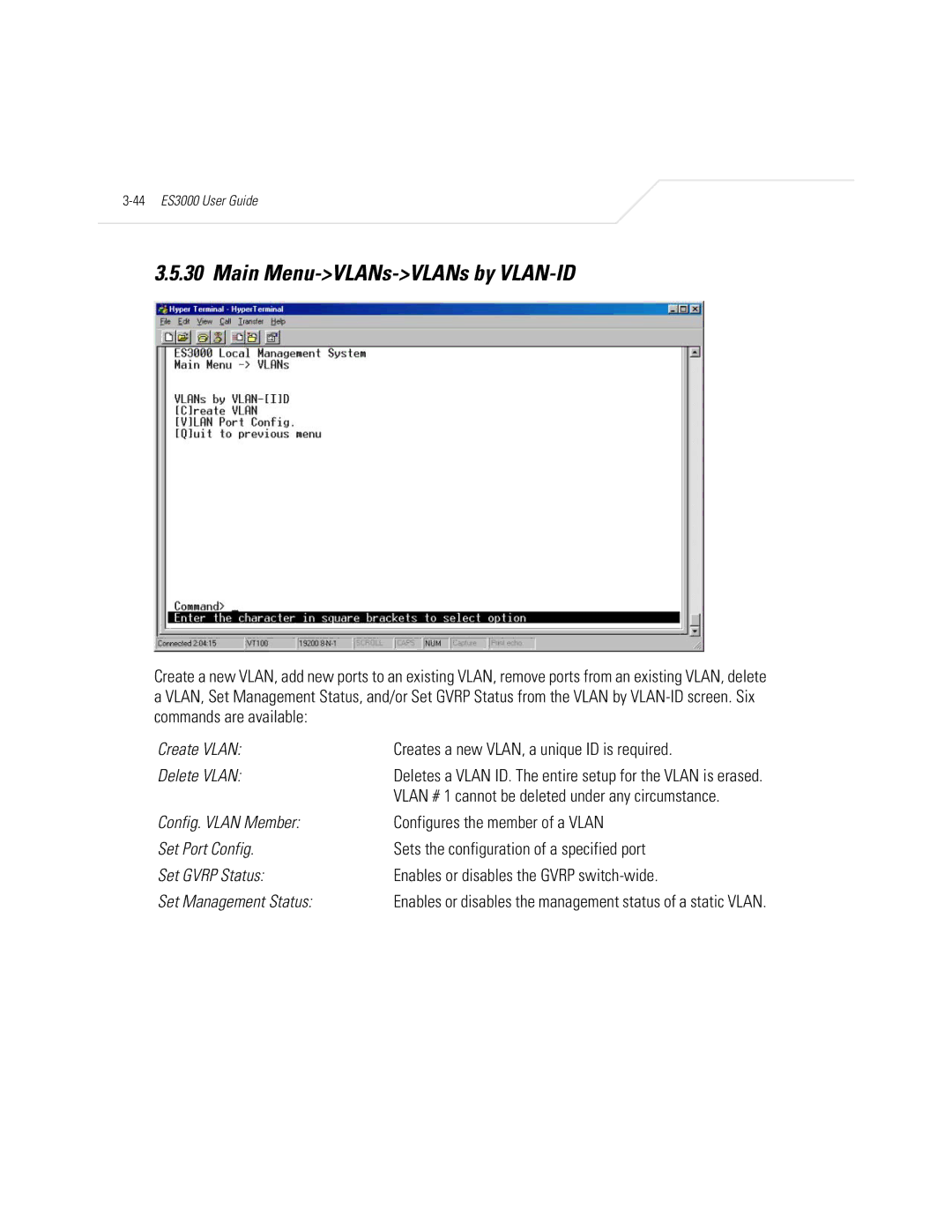 Symbol Technologies ES3000 manual Main Menu-VLANs-VLANs by VLAN-ID 