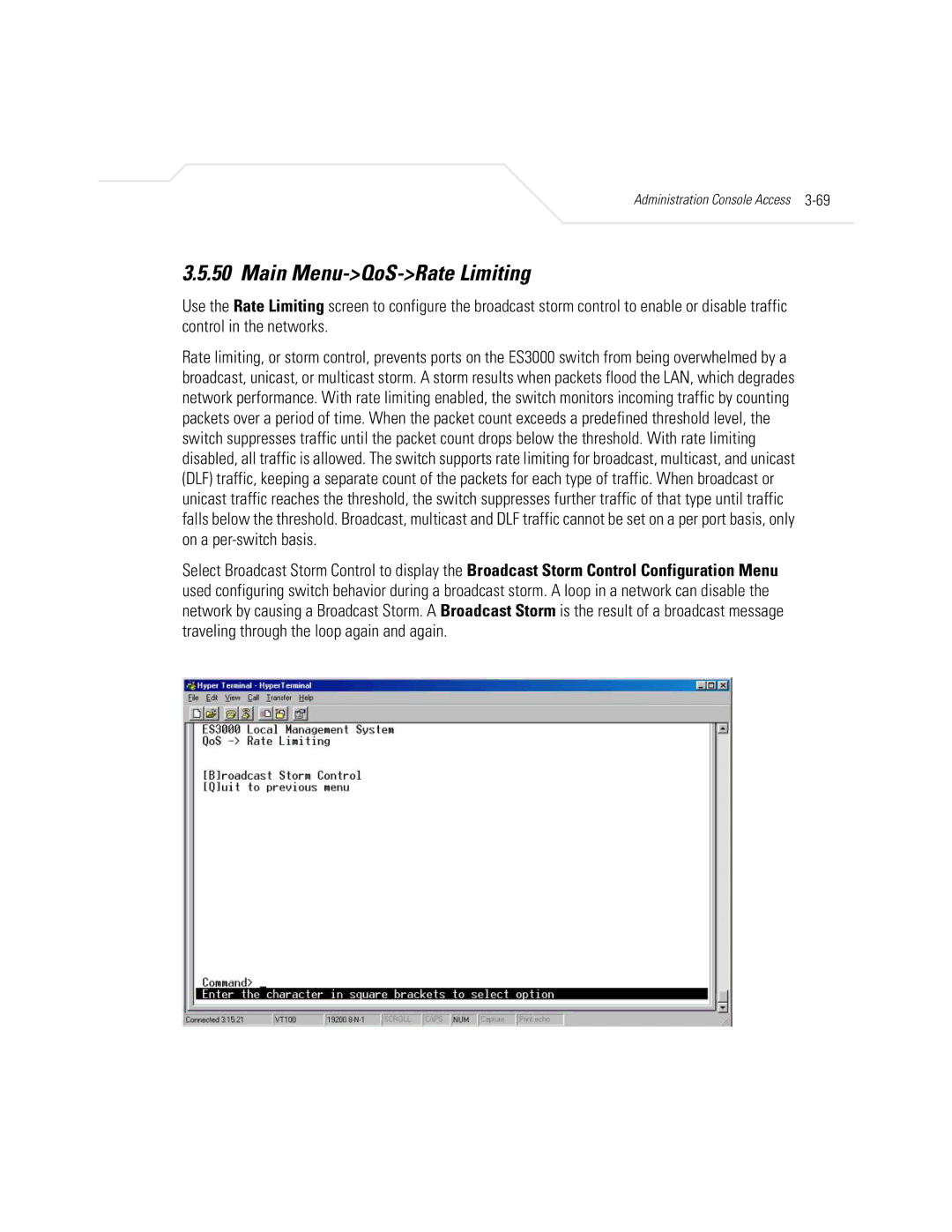 Symbol Technologies ES3000 manual Main Menu-QoS-Rate Limiting 