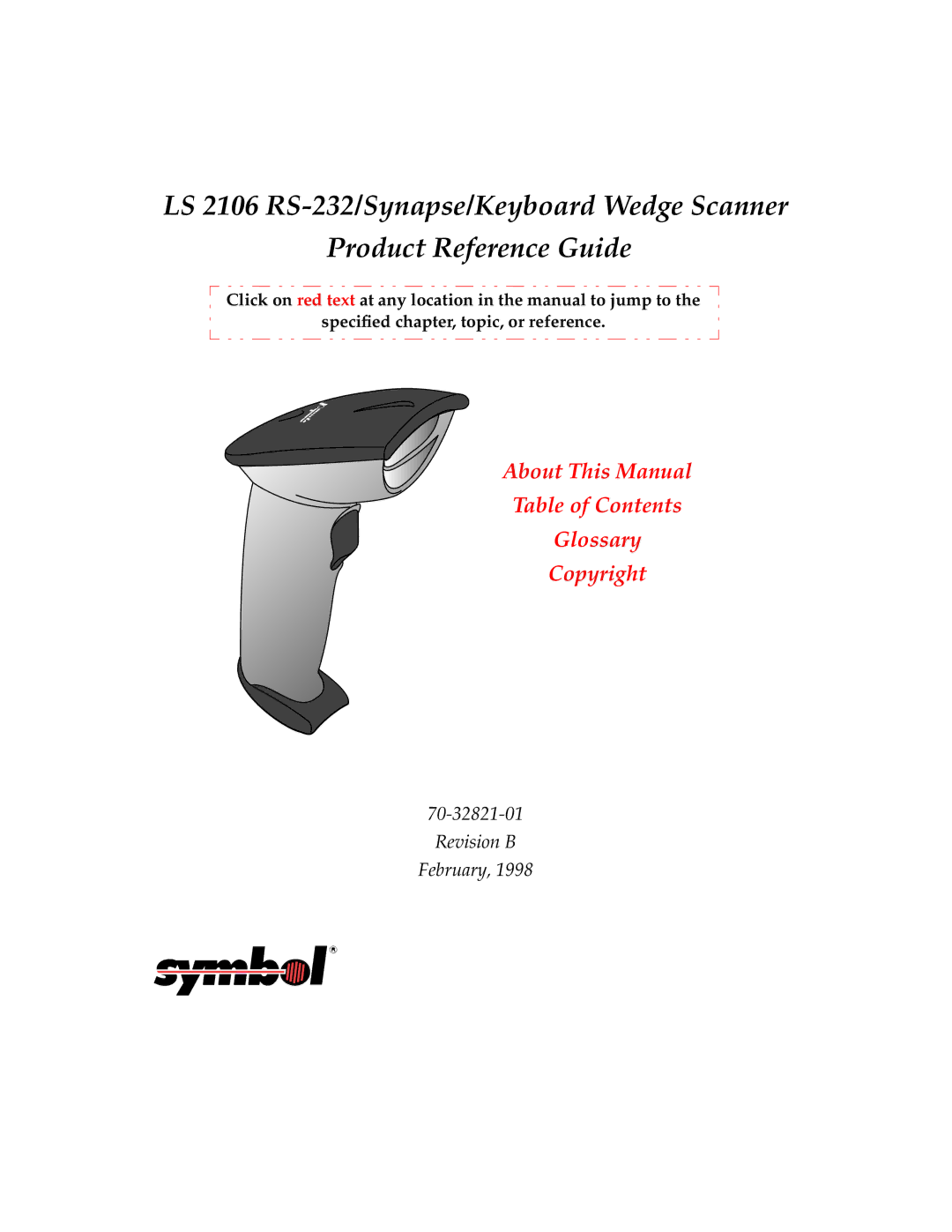 Symbol Technologies LS 2106 manual About This Manual Table of Contents Glossary Copyright 