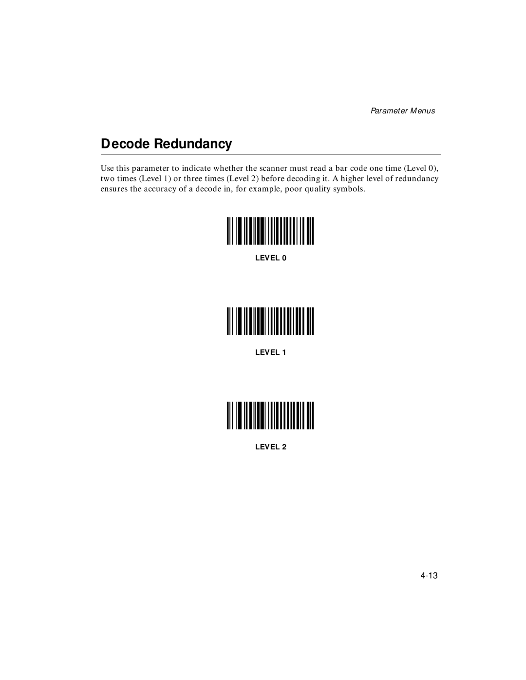 Symbol Technologies LS 2106 manual Decode Redundancy 