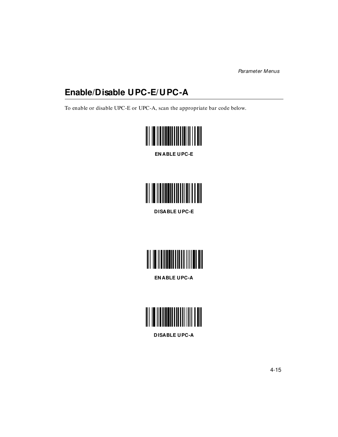 Symbol Technologies LS 2106 manual Enable/Disable UPC-E/UPC-A 