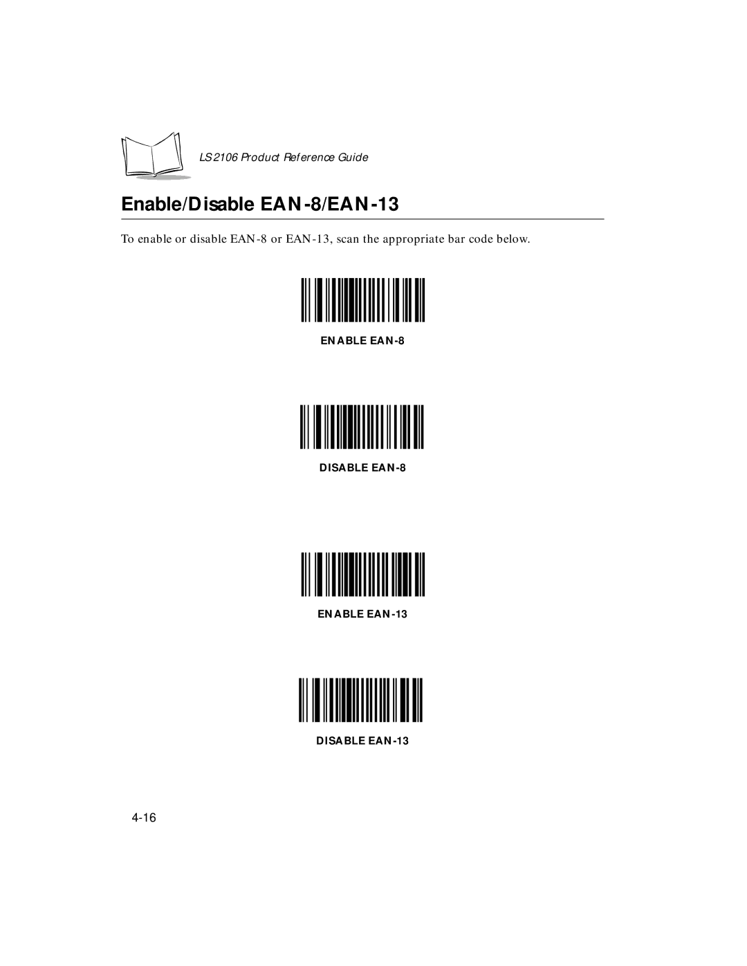 Symbol Technologies LS 2106 manual Enable/Disable EAN-8/EAN-13 