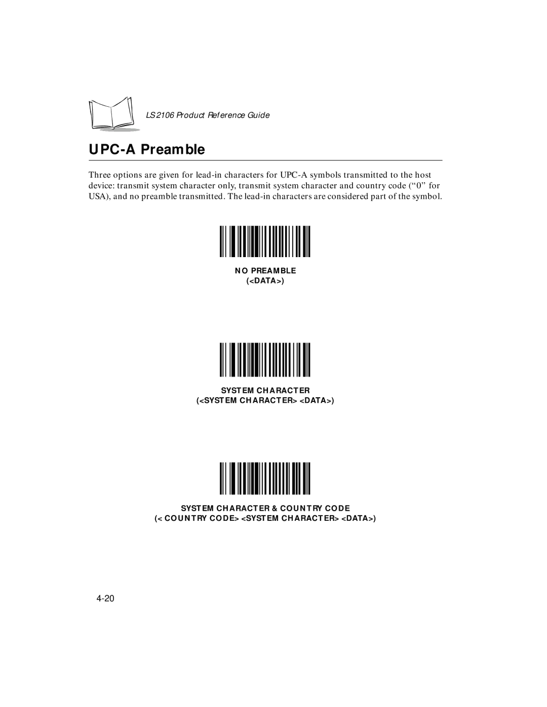 Symbol Technologies LS 2106 manual UPC-A Preamble 