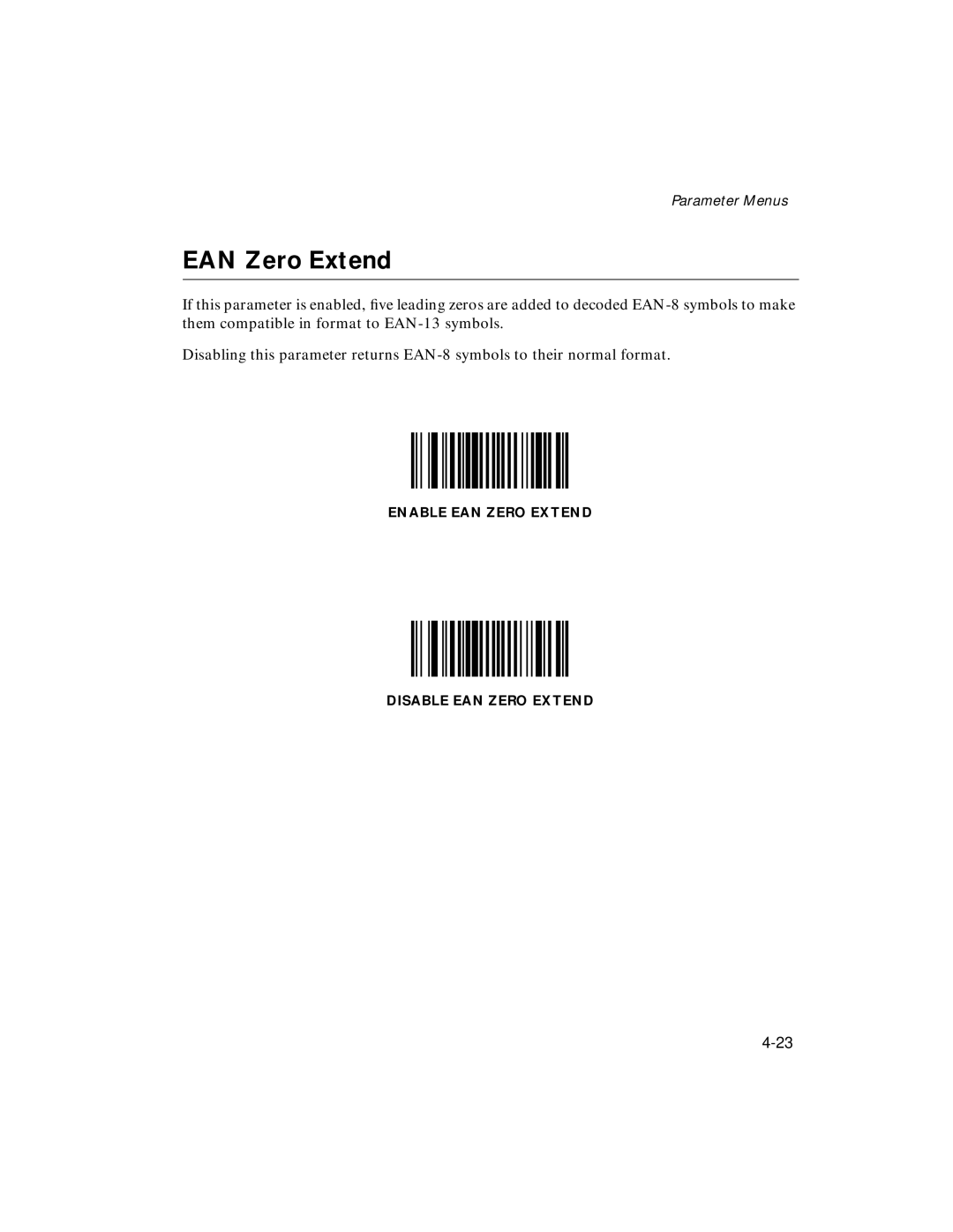 Symbol Technologies LS 2106 manual EAN Zero Extend 