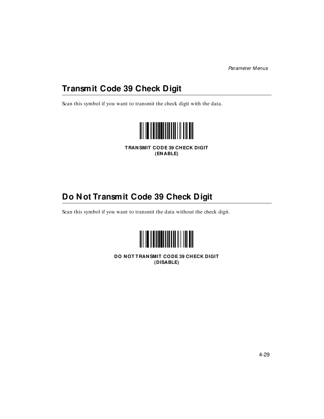 Symbol Technologies LS 2106 manual Do Not Transmit Code 39 Check Digit 