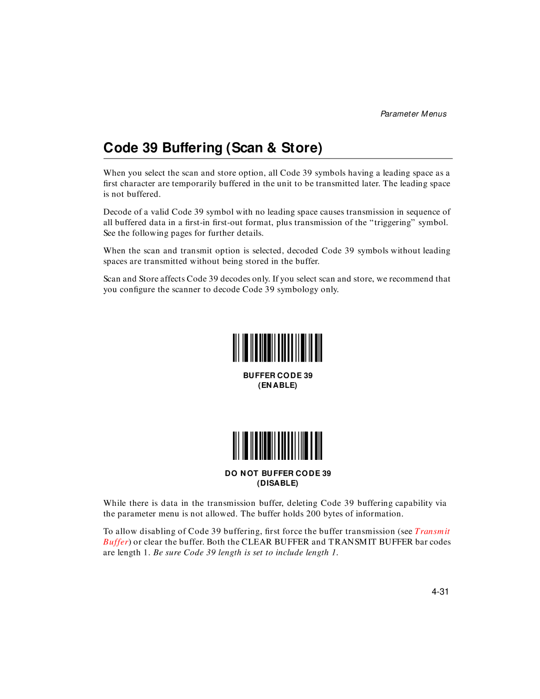 Symbol Technologies LS 2106 manual Code 39 Buffering Scan & Store 