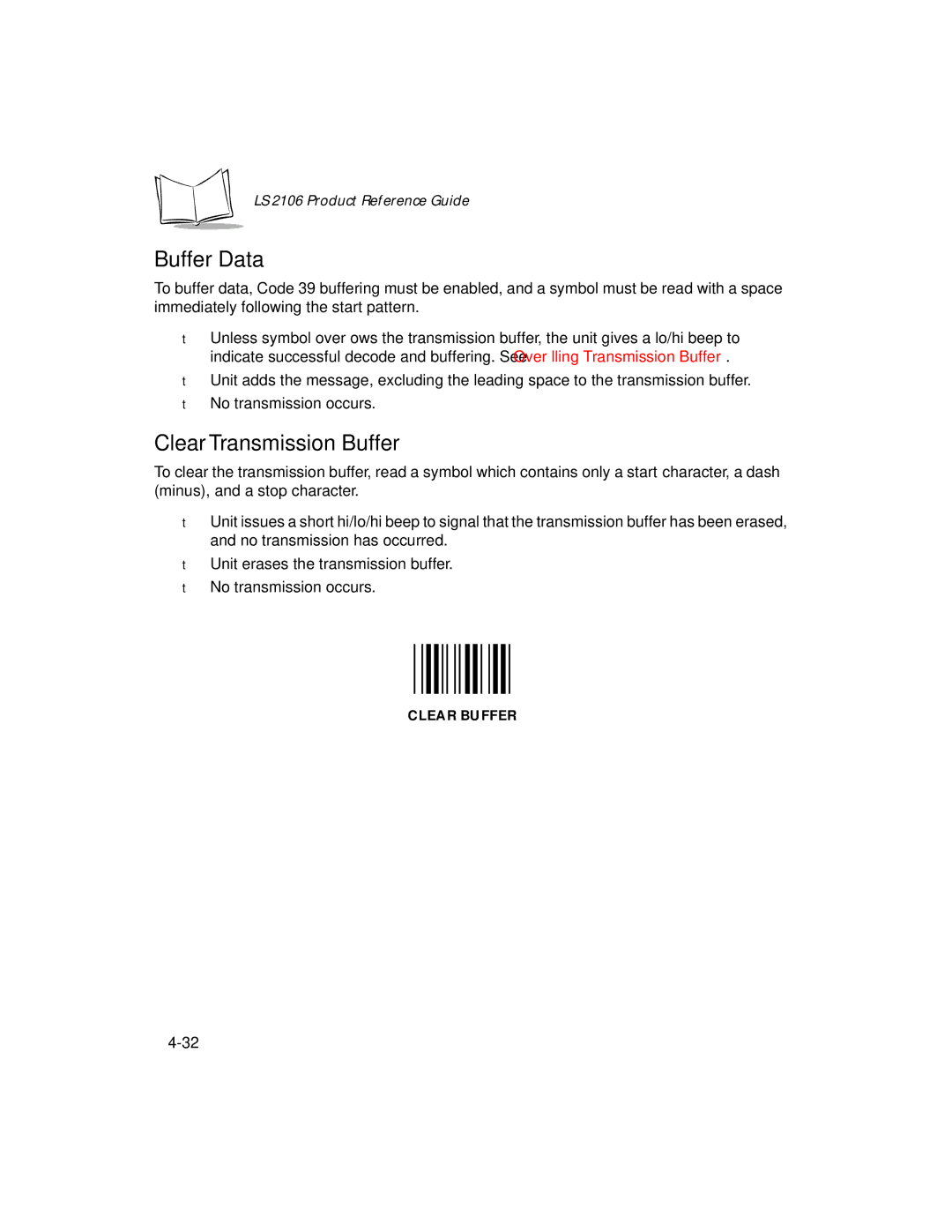 Symbol Technologies LS 2106 manual Buffer Data 