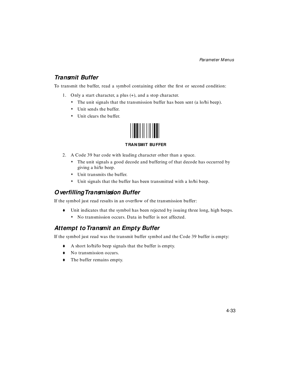 Symbol Technologies LS 2106 manual Transmit Buffer 