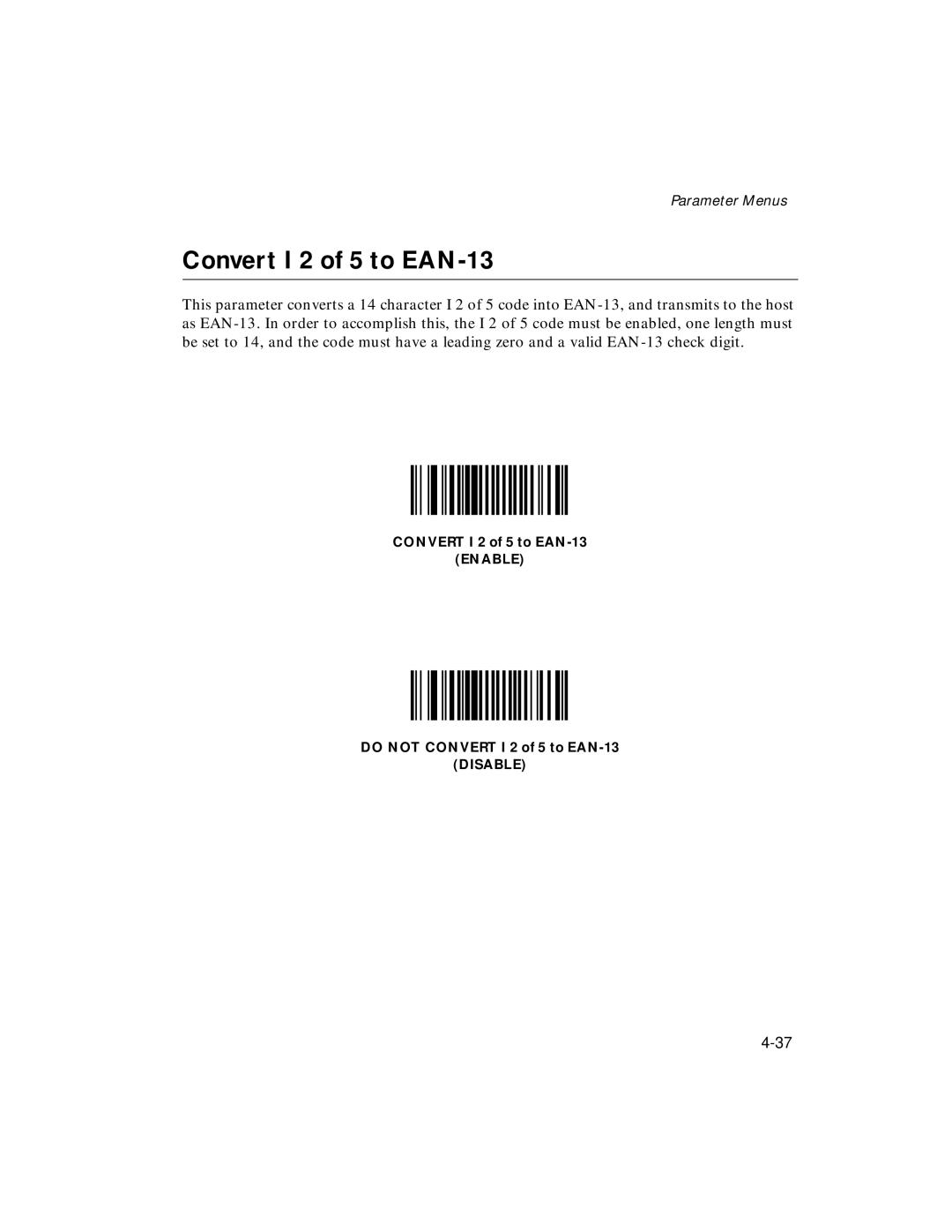 Symbol Technologies LS 2106 manual Convert I 2 of 5 to EAN-13 