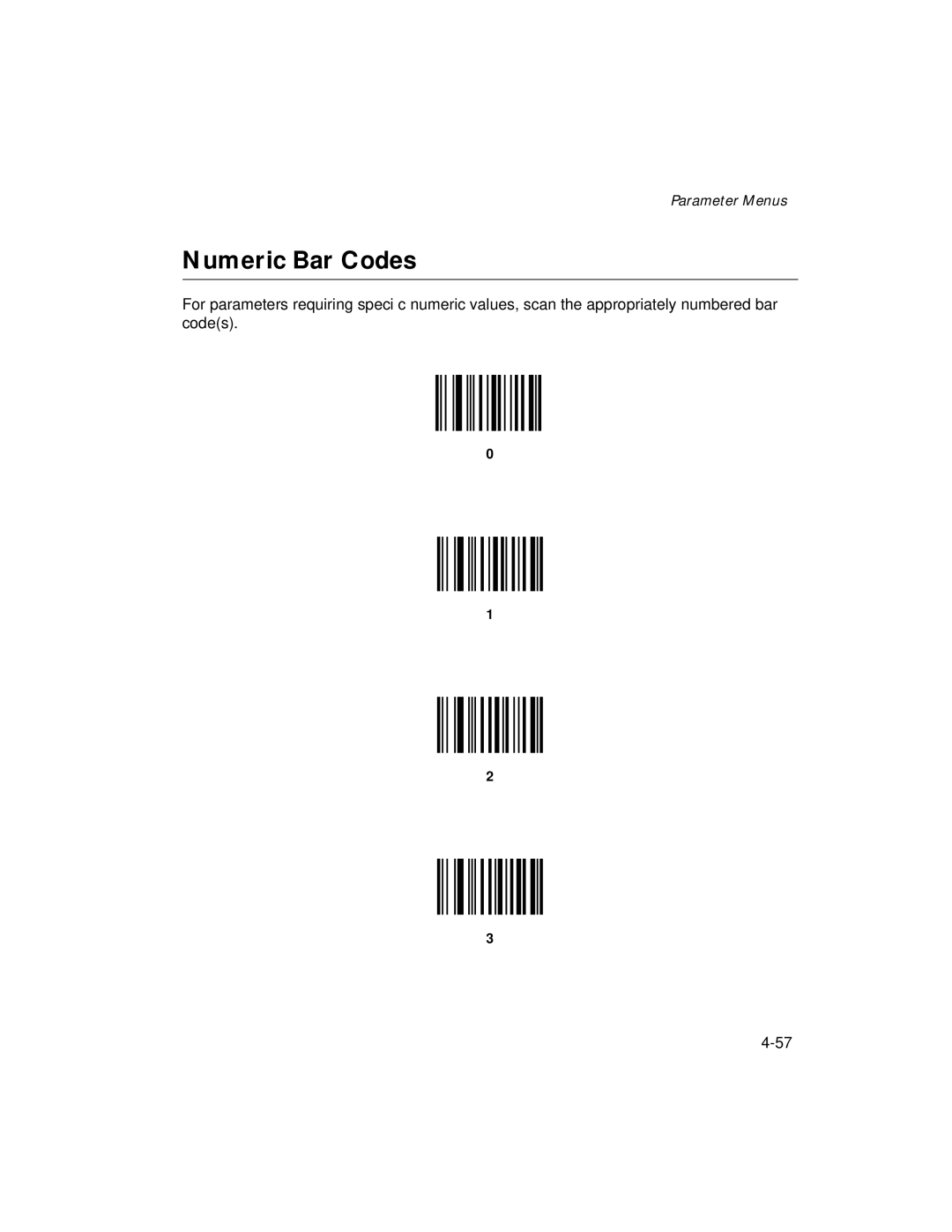 Symbol Technologies LS 2106 manual Numeric Bar Codes 