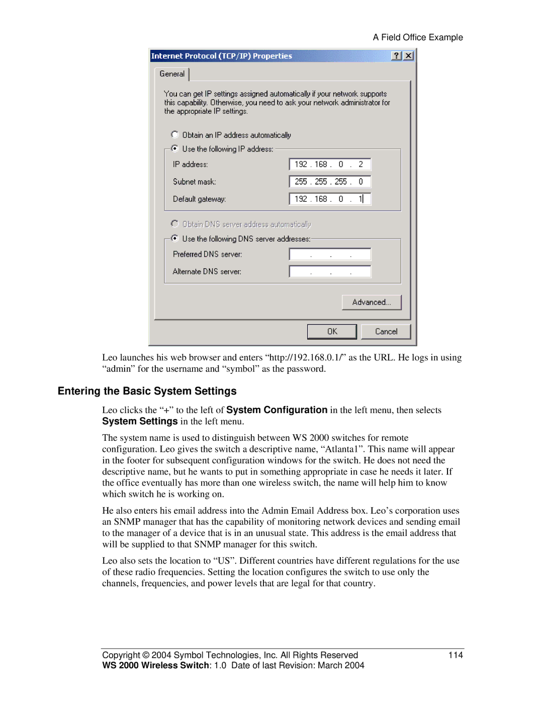 Symbol Technologies WS 2000 manual Entering the Basic System Settings 