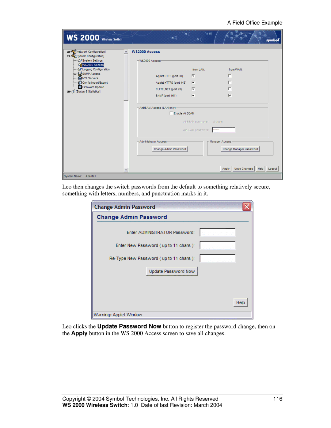 Symbol Technologies WS 2000 manual Field Office Example 