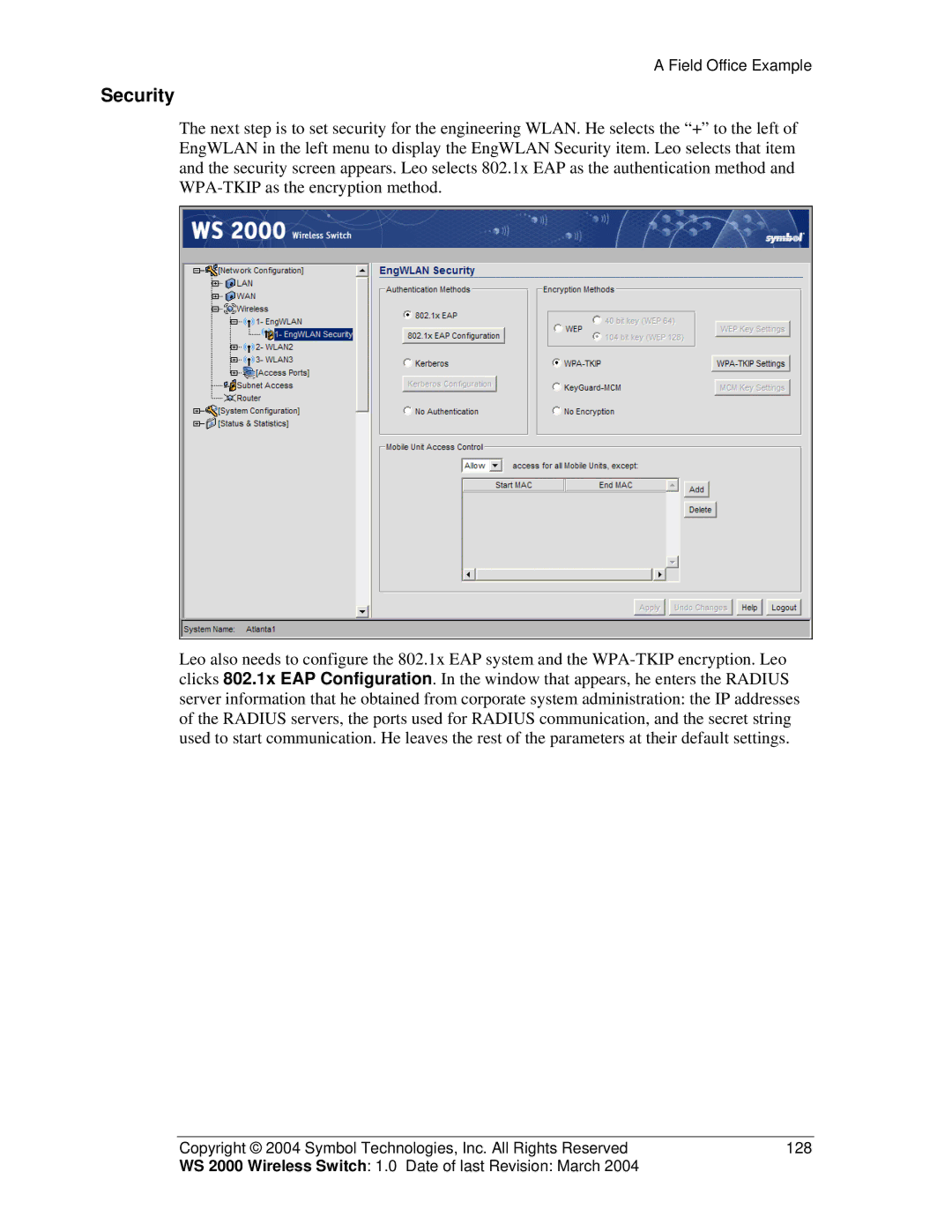 Symbol Technologies WS 2000 manual Security 