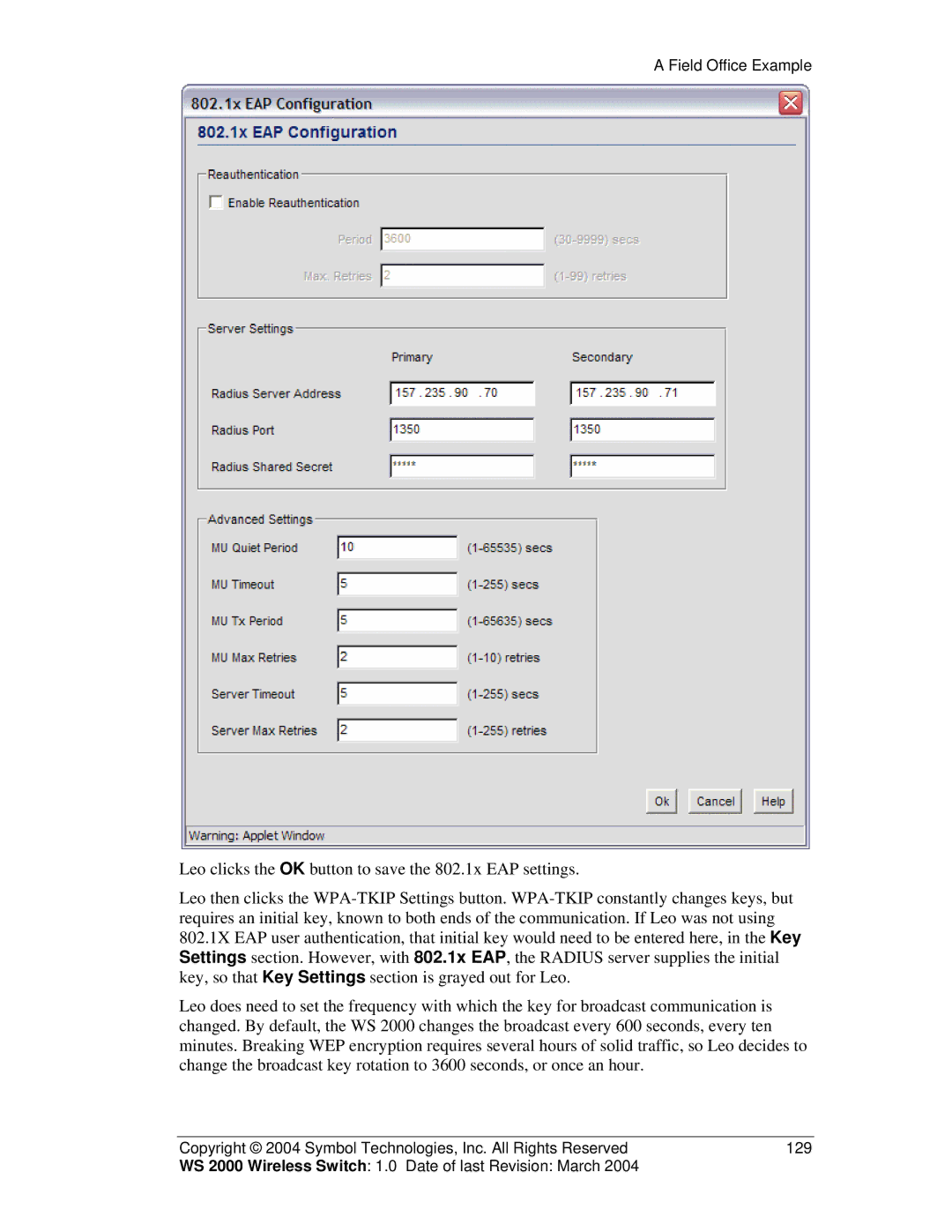 Symbol Technologies WS 2000 manual Field Office Example 