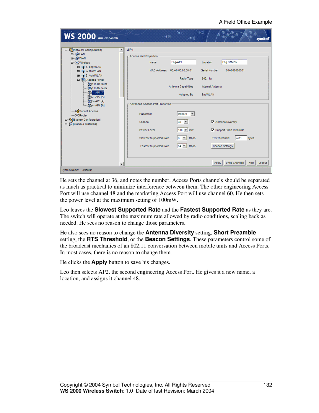 Symbol Technologies WS 2000 manual Field Office Example 