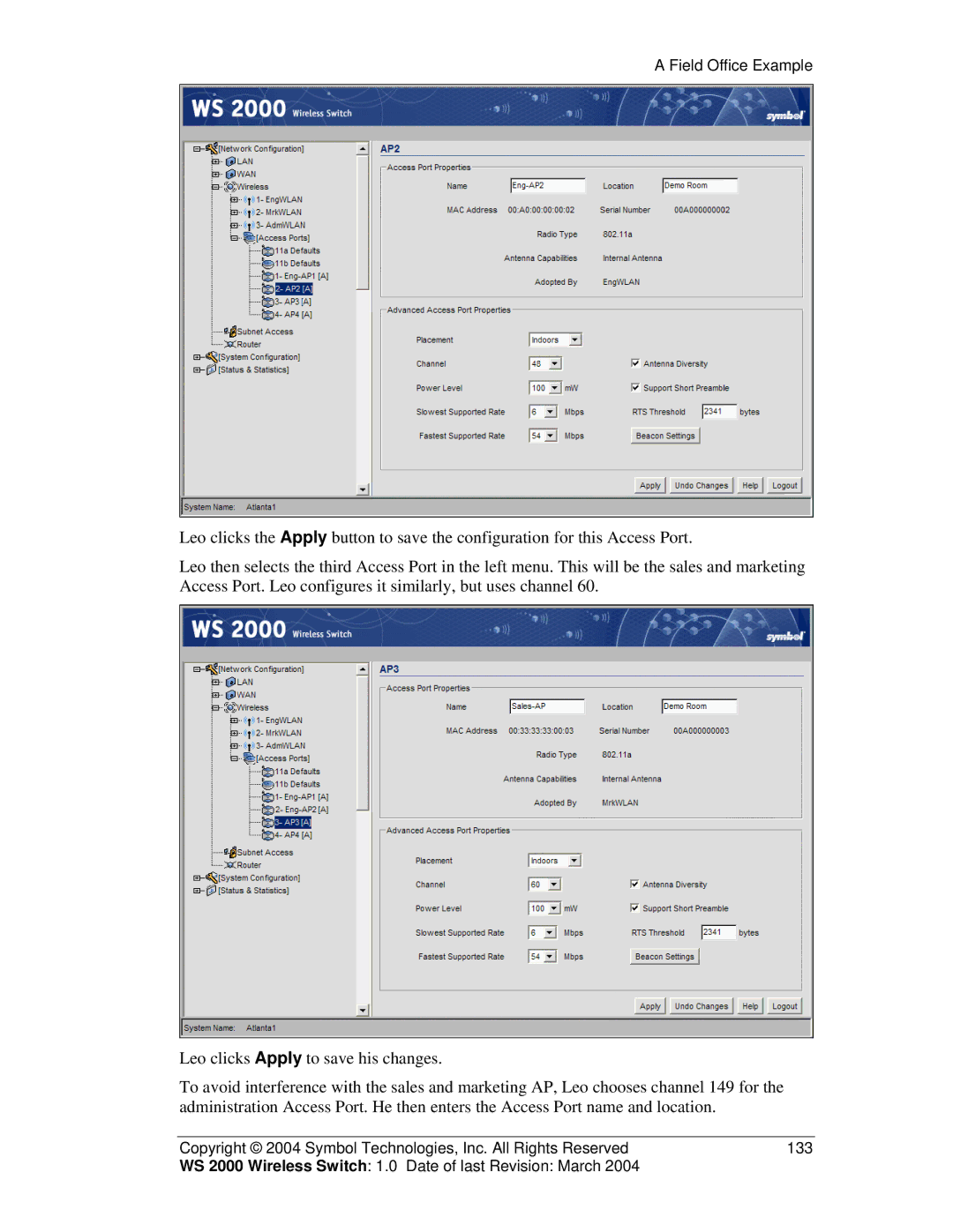 Symbol Technologies WS 2000 manual Field Office Example 