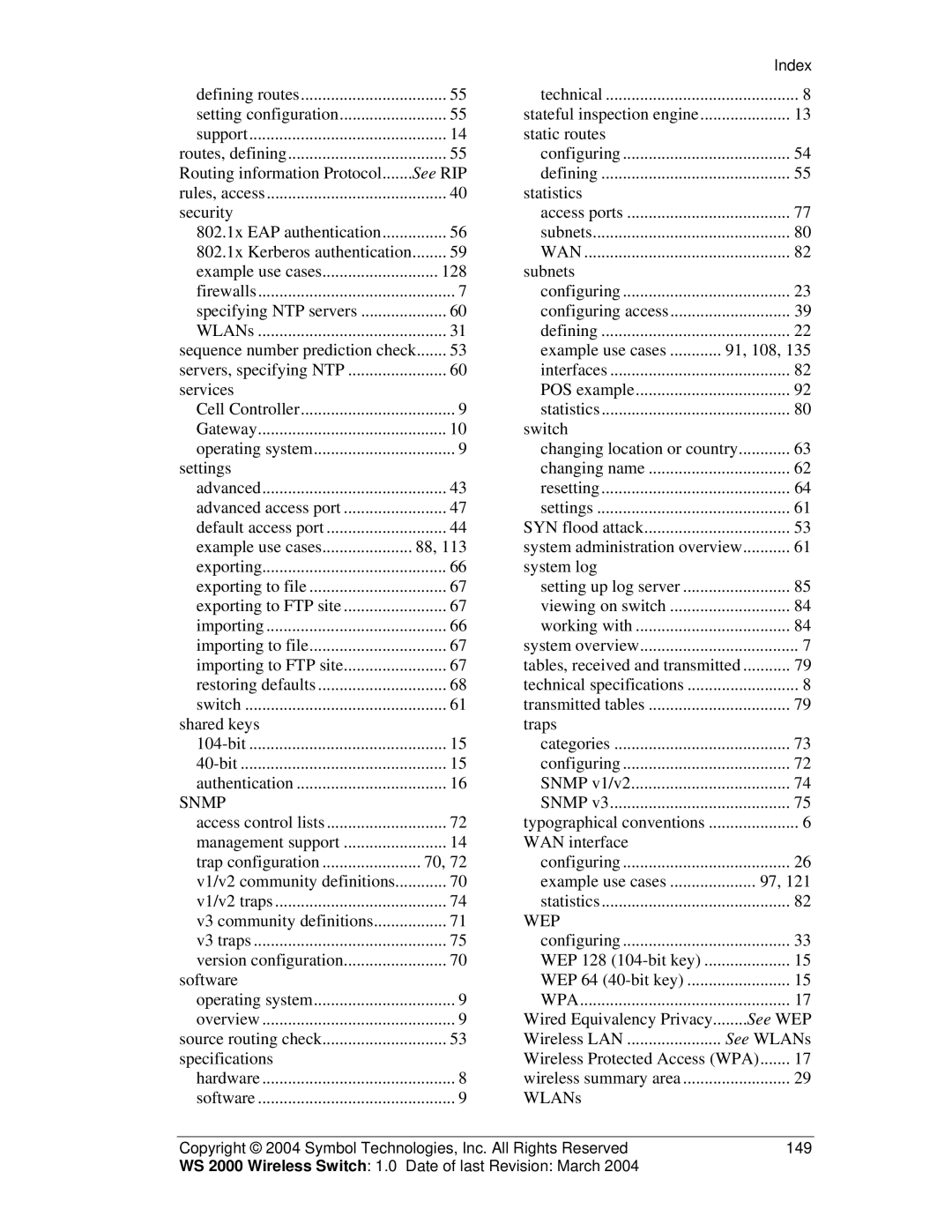 Symbol Technologies WS 2000 manual Snmp 