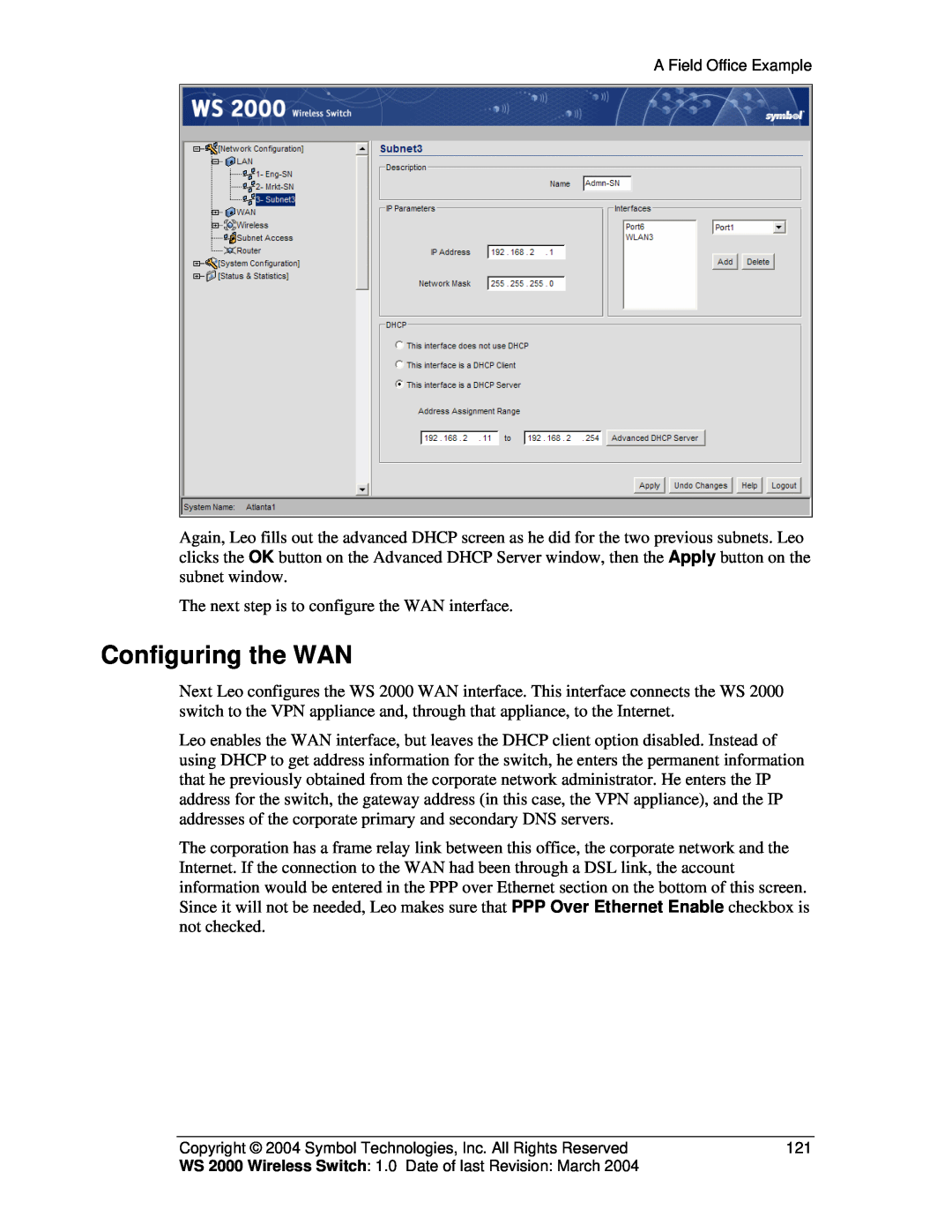 Symbol Technologies WS 2000 manual Configuring the WAN 