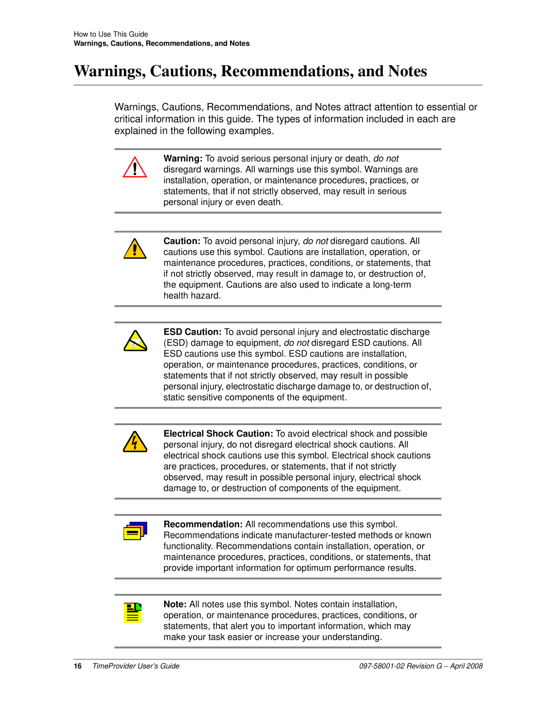 Symmetricom 1100, 1000 manual TimeProvider User’s Guide 